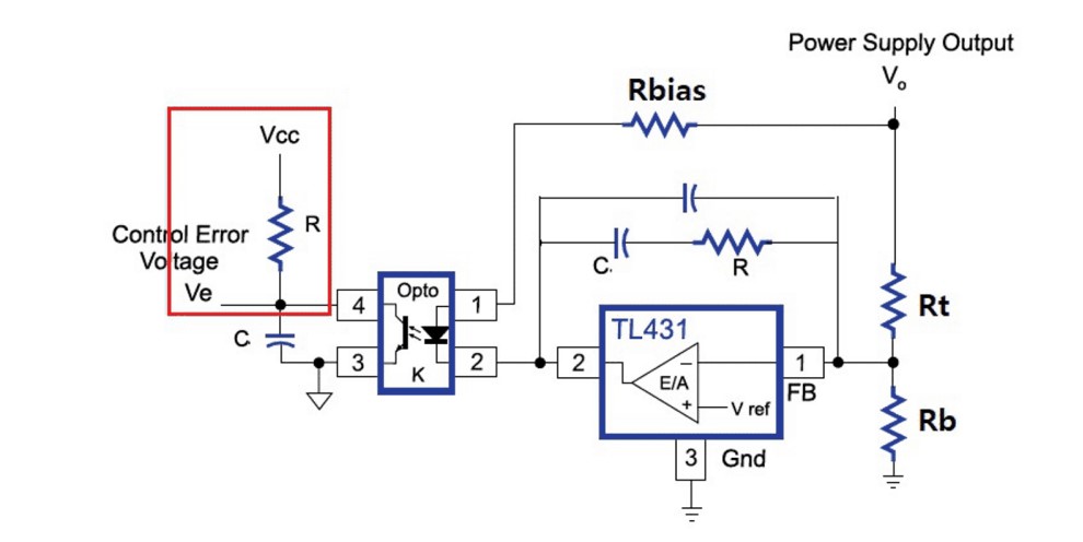 Khối mạch hồi tiếp qua opto quang dùng IC TL431 trong mạch nguồn xung