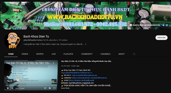 Các kênh Youtube học điện tử - BACHKHOADIENTU