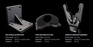 Các bộ phận cơ khí chịu lực in 3D bằng vật liệu carbon fiber