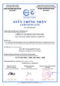 Một giấy chứng nhận công ty đạt chứng nhân TCVN ISO 9001-2008