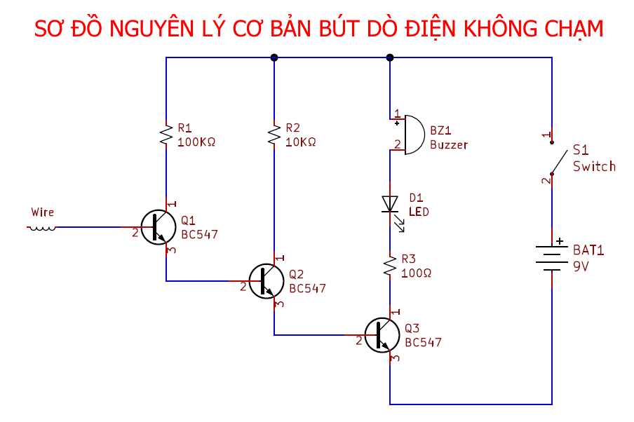 Sơ đồ mạch điện của bút thử điện không chạm