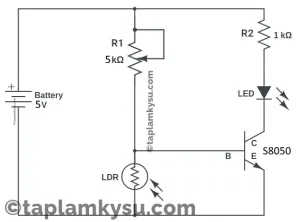 Mạch cảm biến ánh sáng cơ bản dùng nguồn 5V